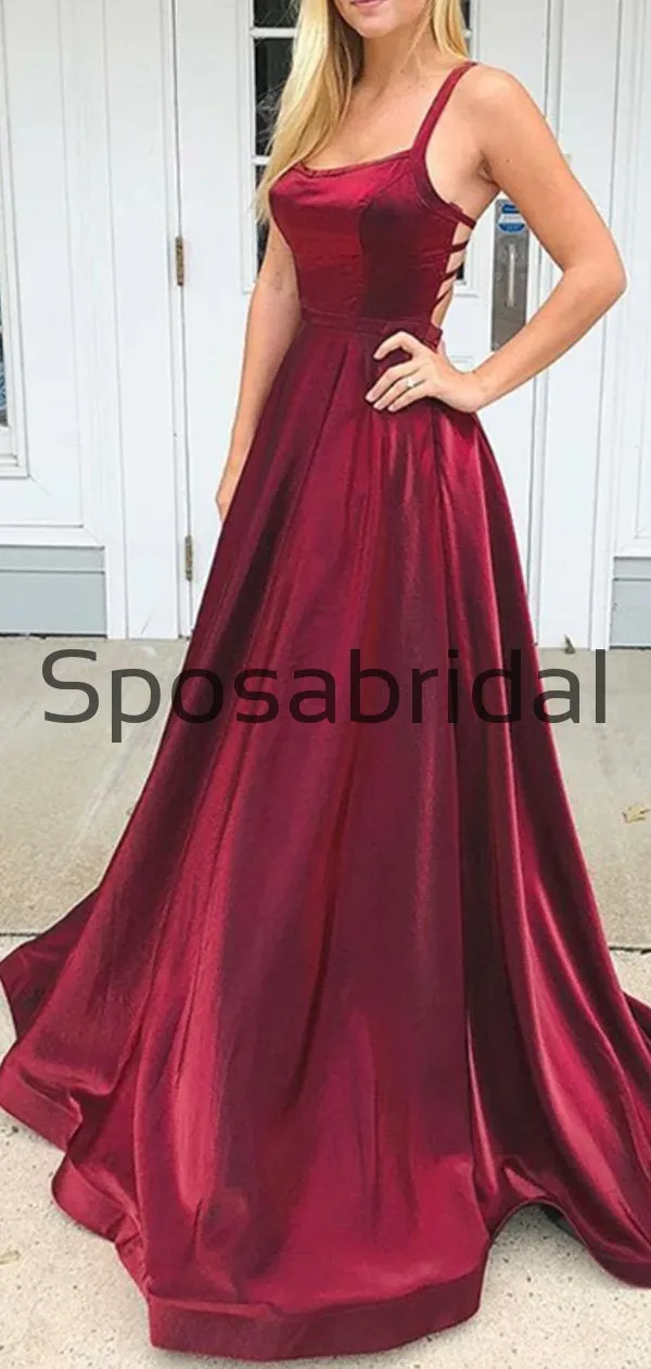 A-line Burgndy Navy Velvet Real Made Elegant Long Prom Dresses PD2287