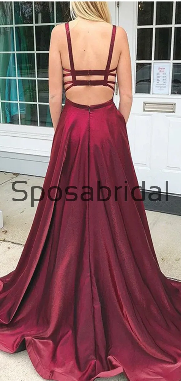 A-line Burgndy Navy Velvet Real Made Elegant Long Prom Dresses PD2287