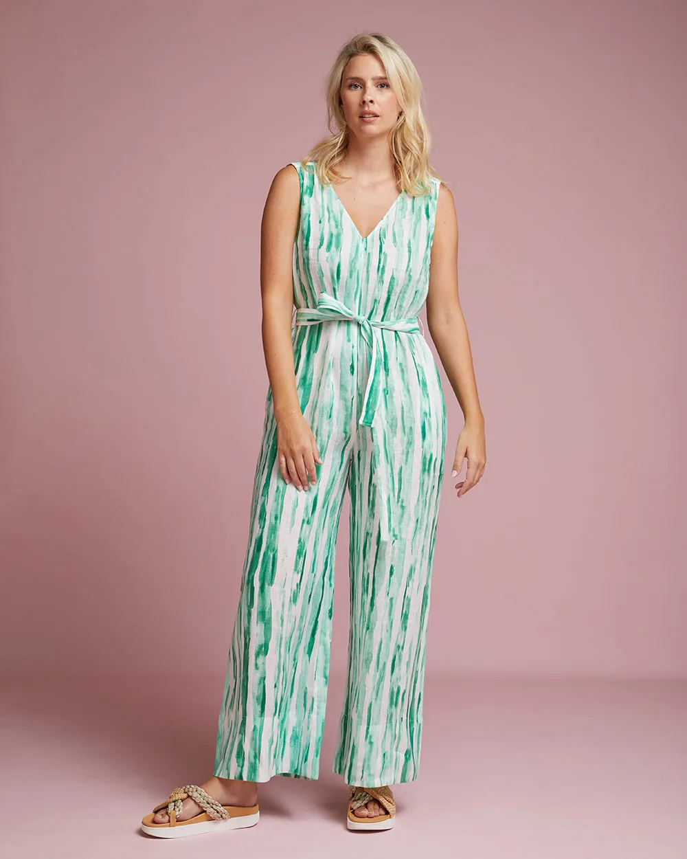 Amalfi Jumpsuit - Watercolour Stripe