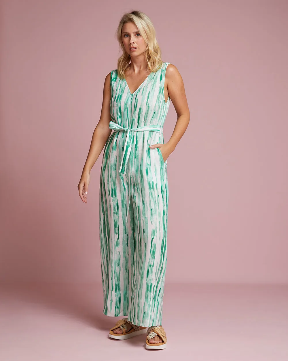 Amalfi Jumpsuit - Watercolour Stripe