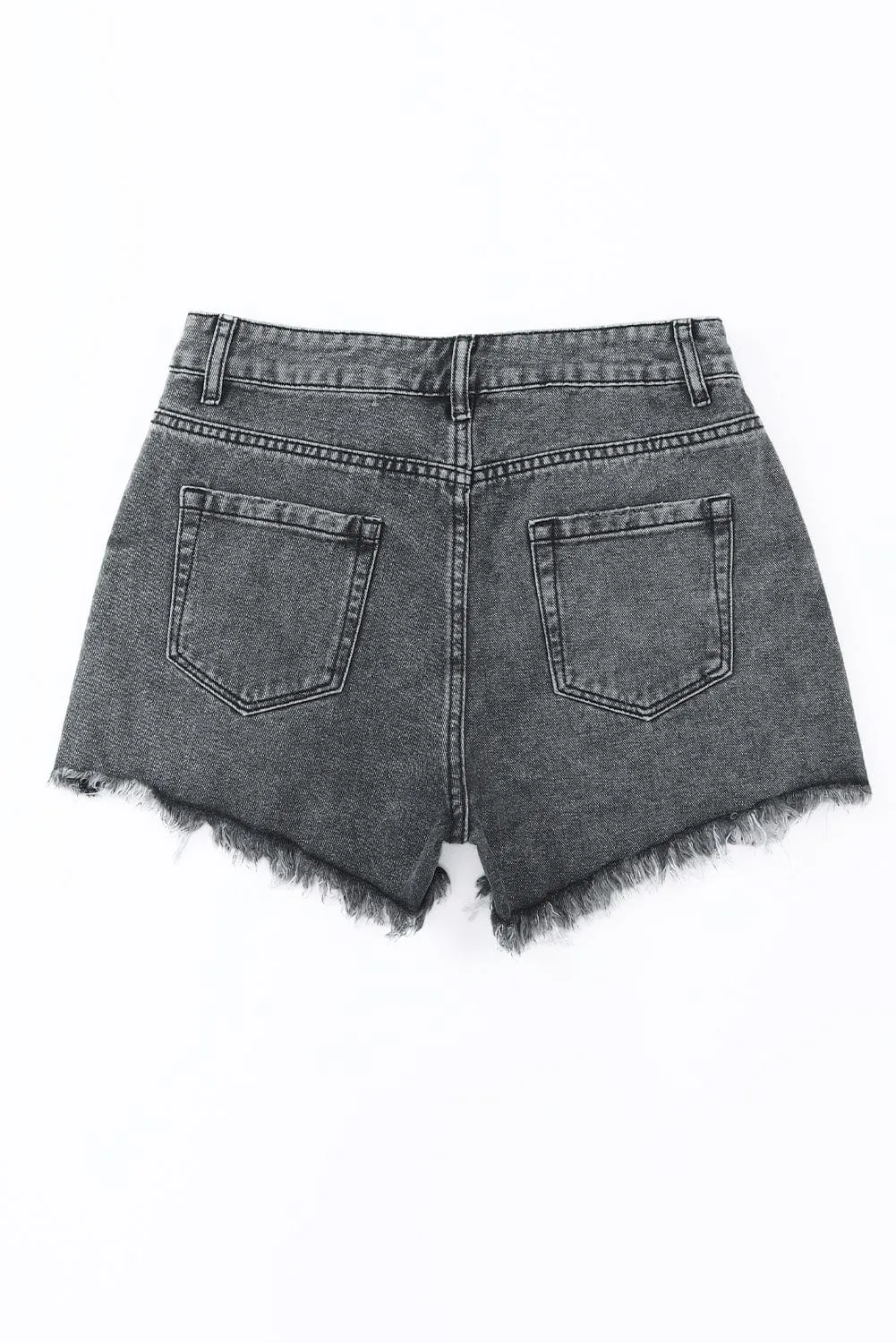 Black Acid Wash High Waist Crossover Denim Shorts