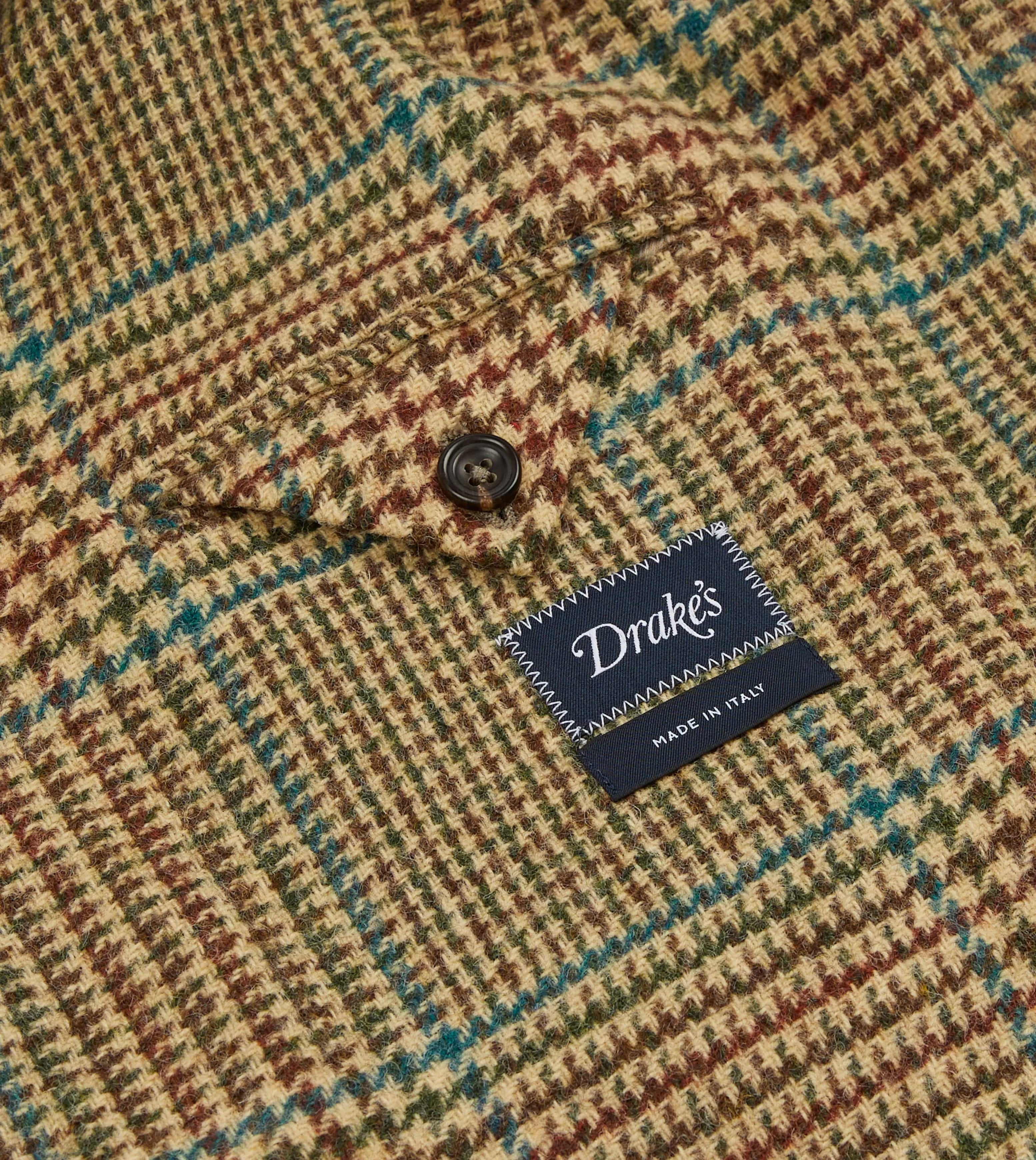 Brown, Green and Blue Houndstooth Check Tweed Blazer