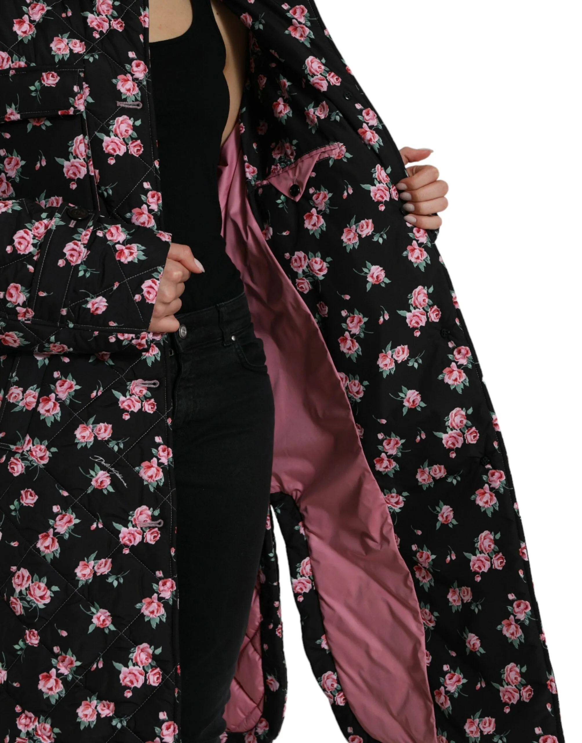 Dolce & Gabbana Elegant Floral Print Trench Coat Jacket