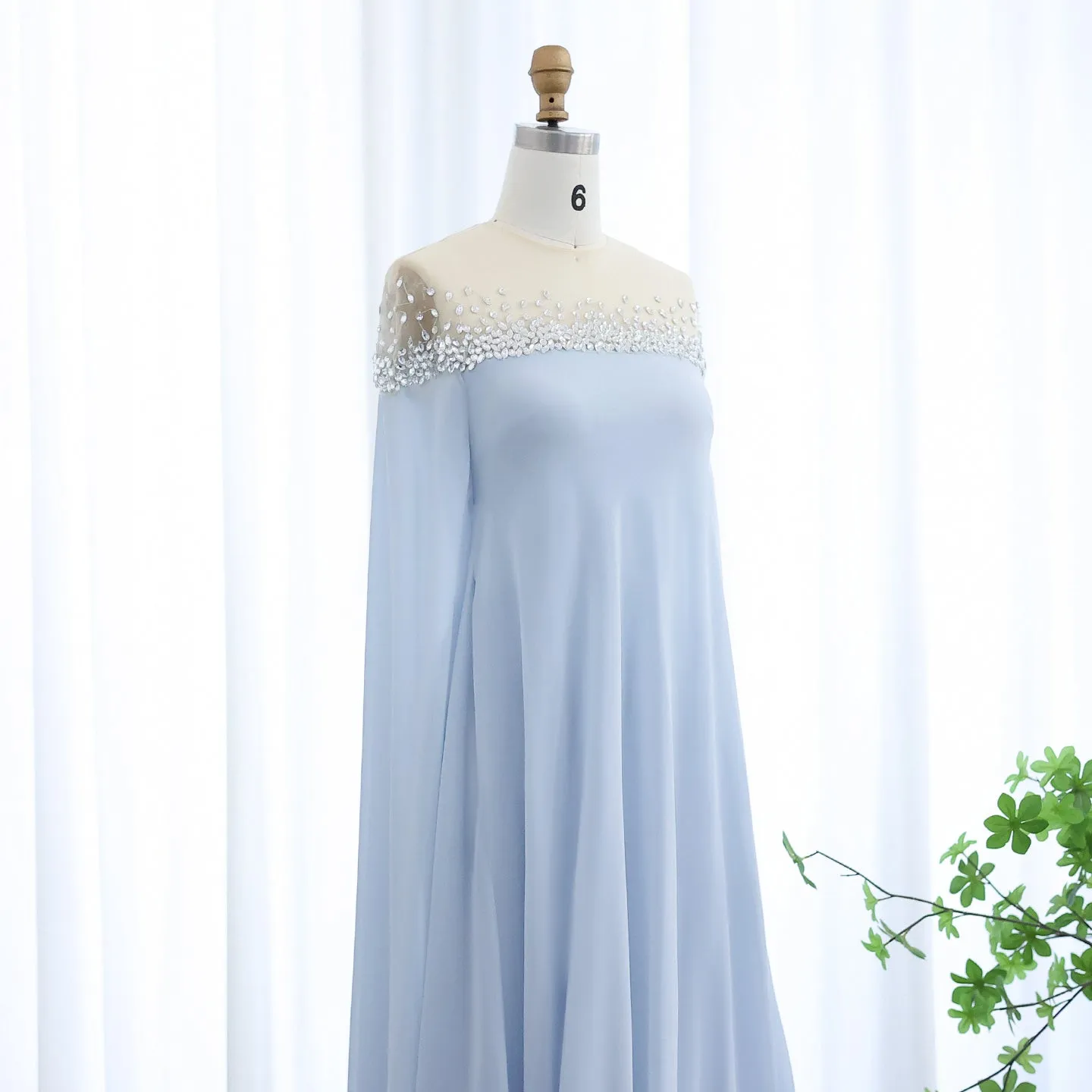 Elegant Crystal Baby Blue Evening Dress SS308