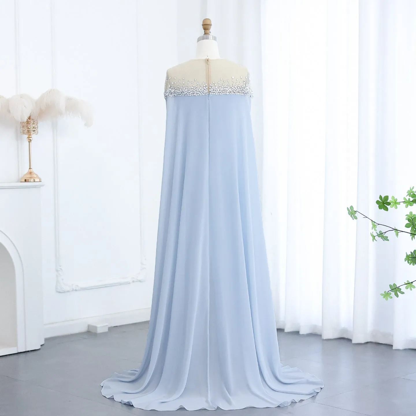 Elegant Crystal Baby Blue Evening Dress SS308