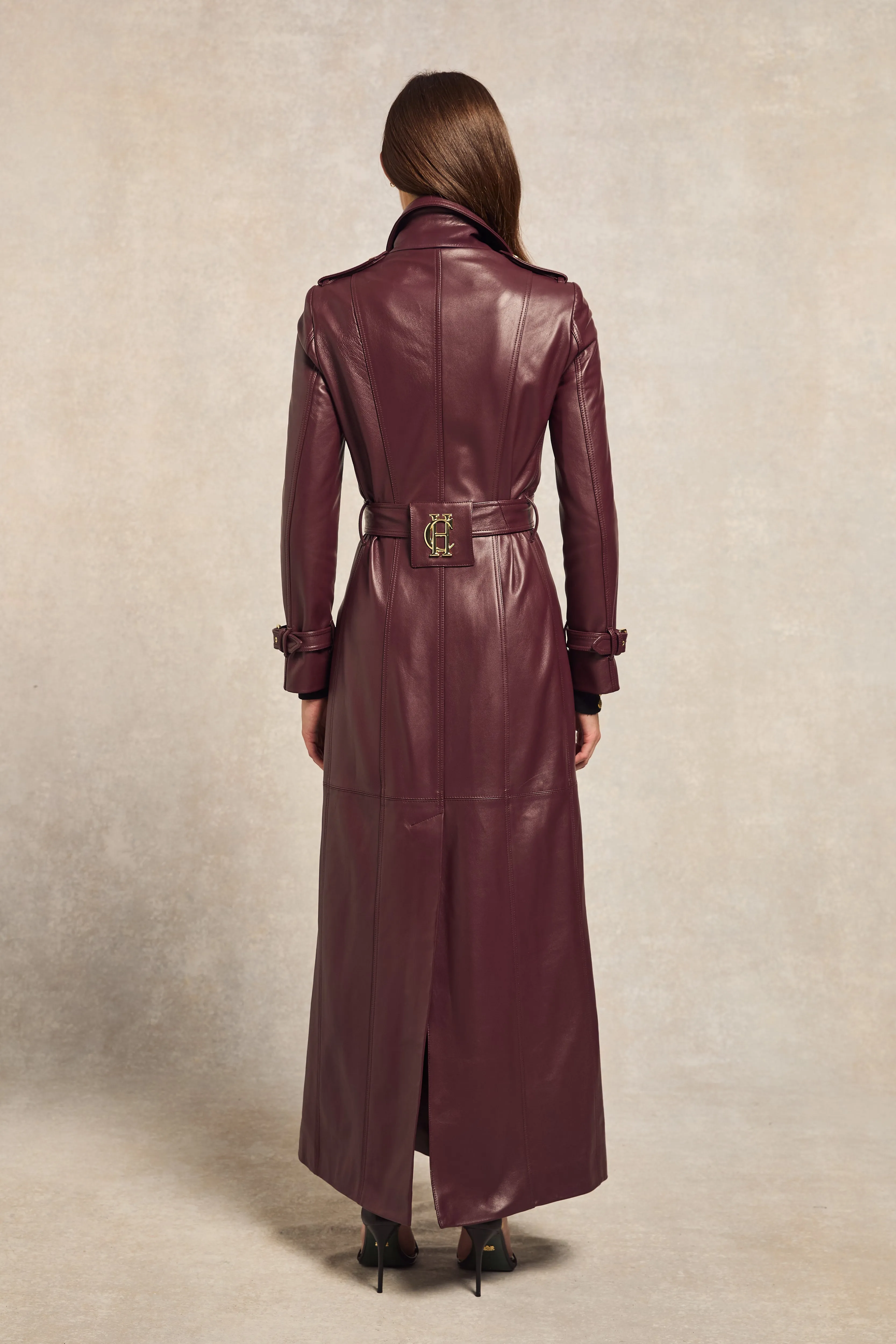 Full Length Marlborough Trench Coat (Valencia Leather Oxblood)