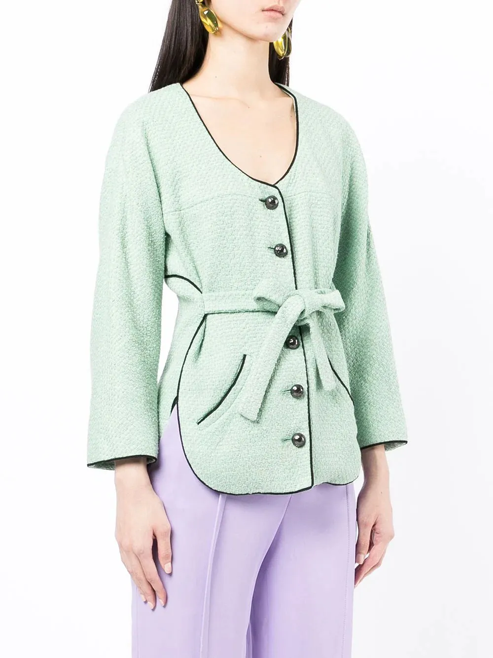 Green Belted Tweed Jacket