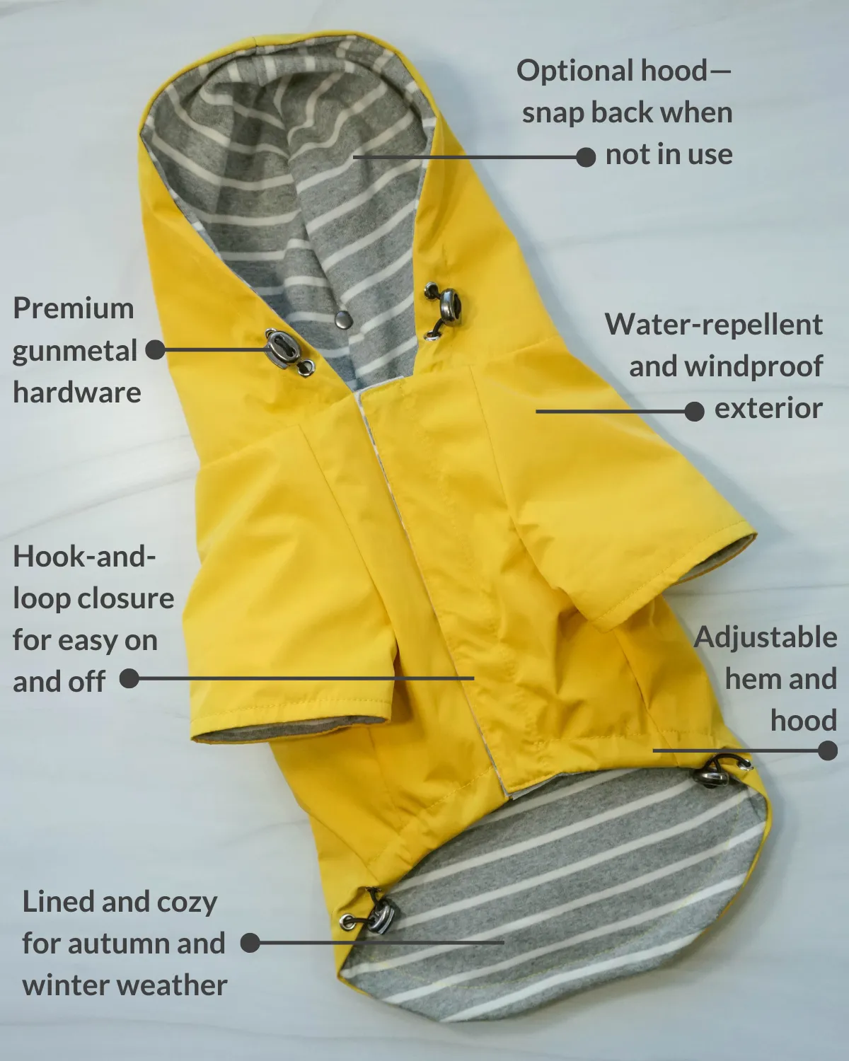 Highland Cold Weather Dog Jacket and Raincoat - Dandelion Yellow