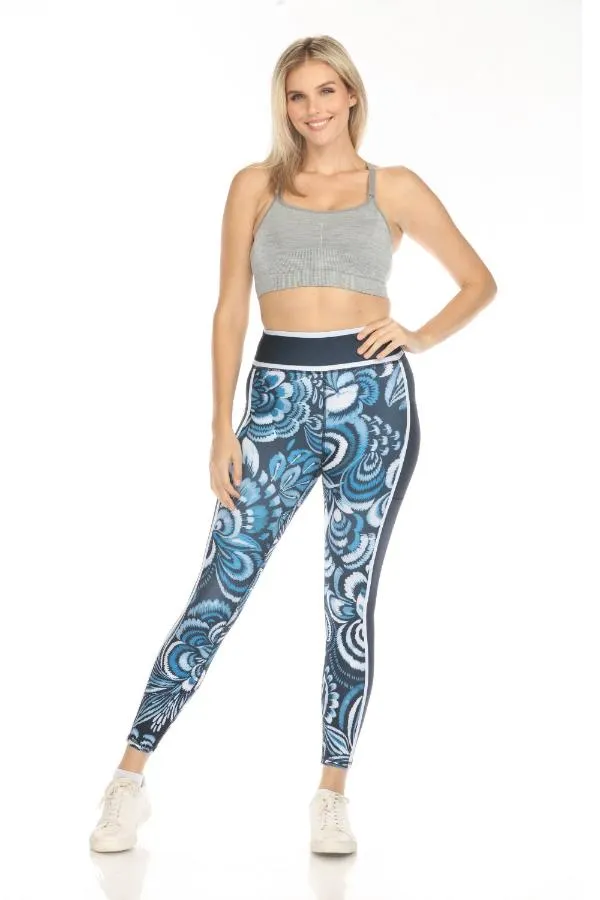 Johnny Was Bee Active Blue Contrast Stripe Legging A8624-Z