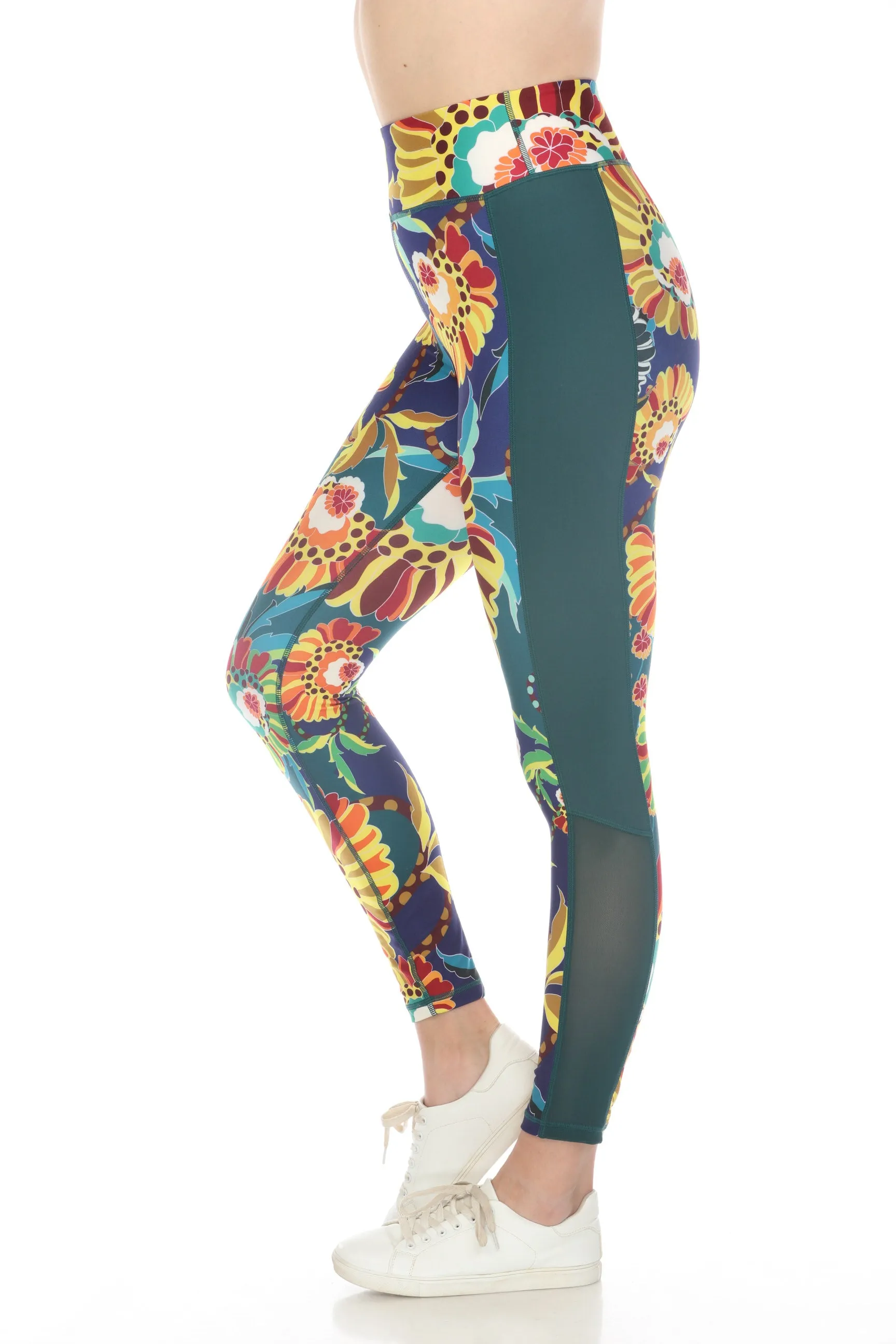 Johnny Was Bee Active Mesh Panel Active Leggings Boho Chic A0723