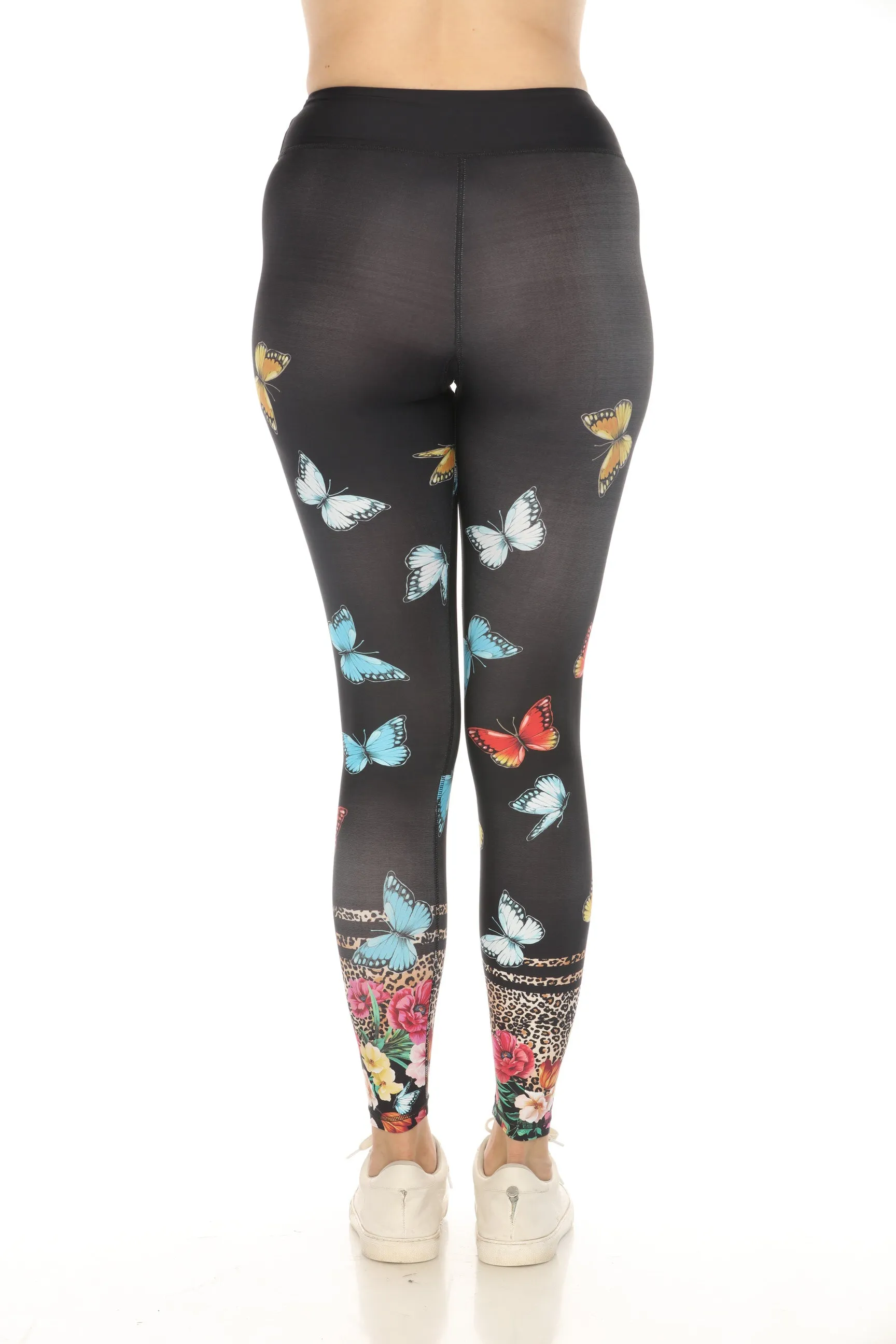 Johnny Was Black Butterfly Active Leggings A1122