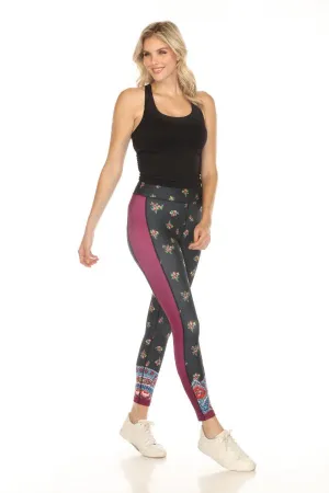 Johnny Was Black Spark Bee Active Stripe High Waist Legging A7424