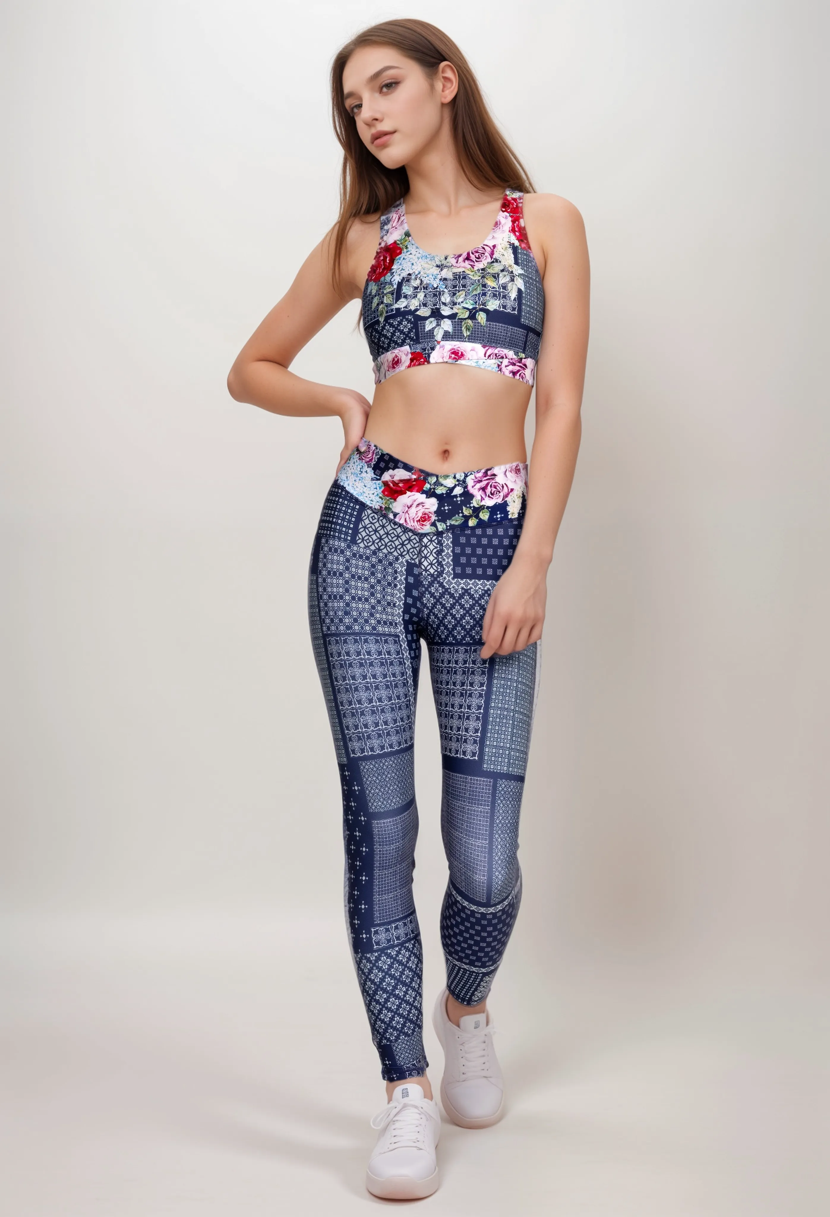 Johnny Was Rose patch Cross Waistbad Active Legging A8323 Boho Chic