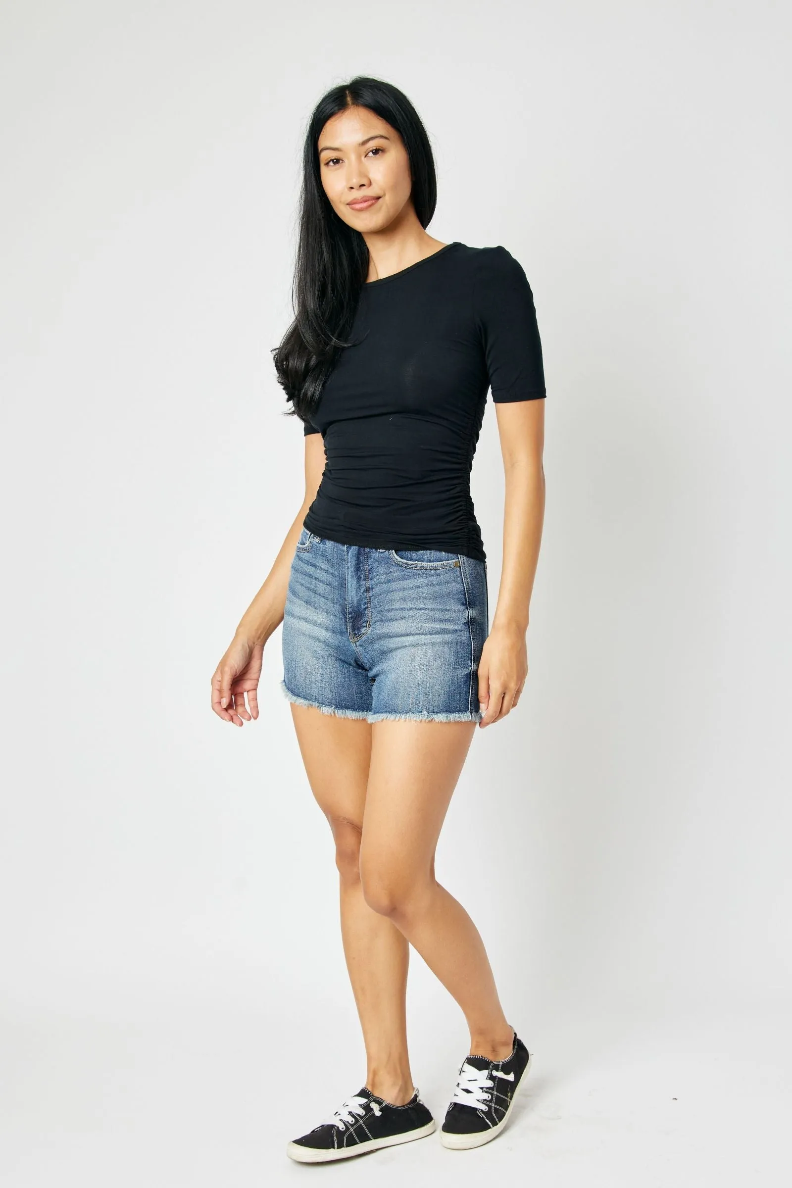 Judy Blue Reg/Plus Tummy Control High Waist Fray Hem Shorts