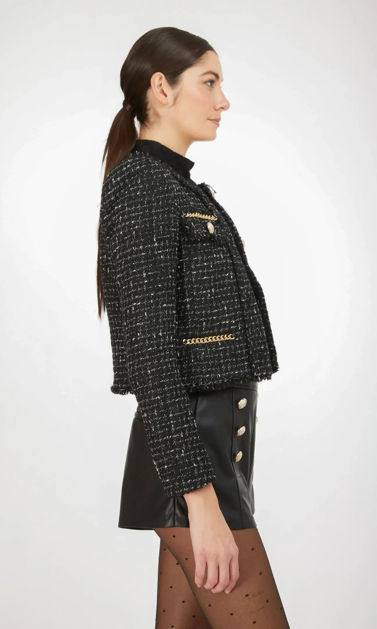 KRISTEN TWEED JACKET - BLACK/WHITE