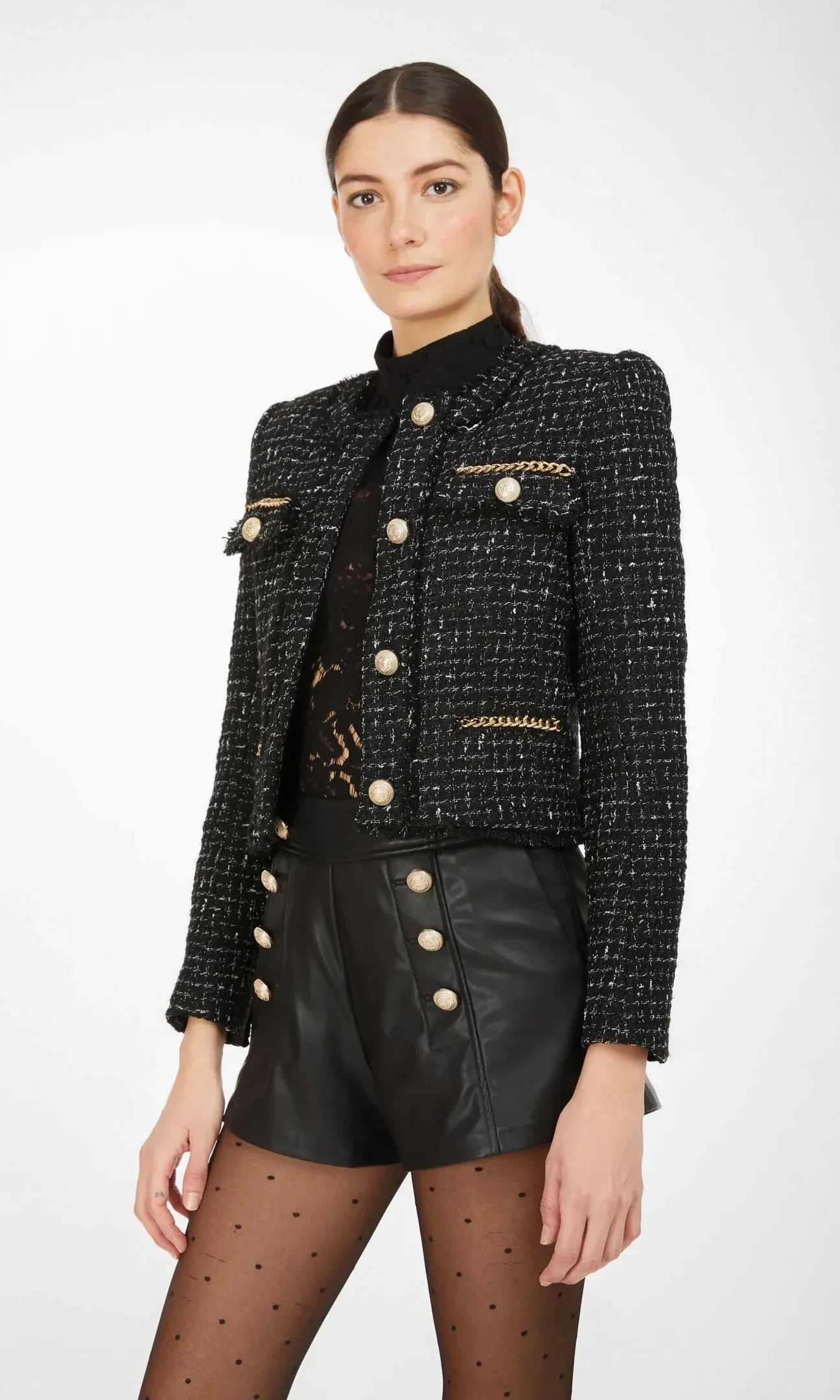 KRISTEN TWEED JACKET - BLACK/WHITE