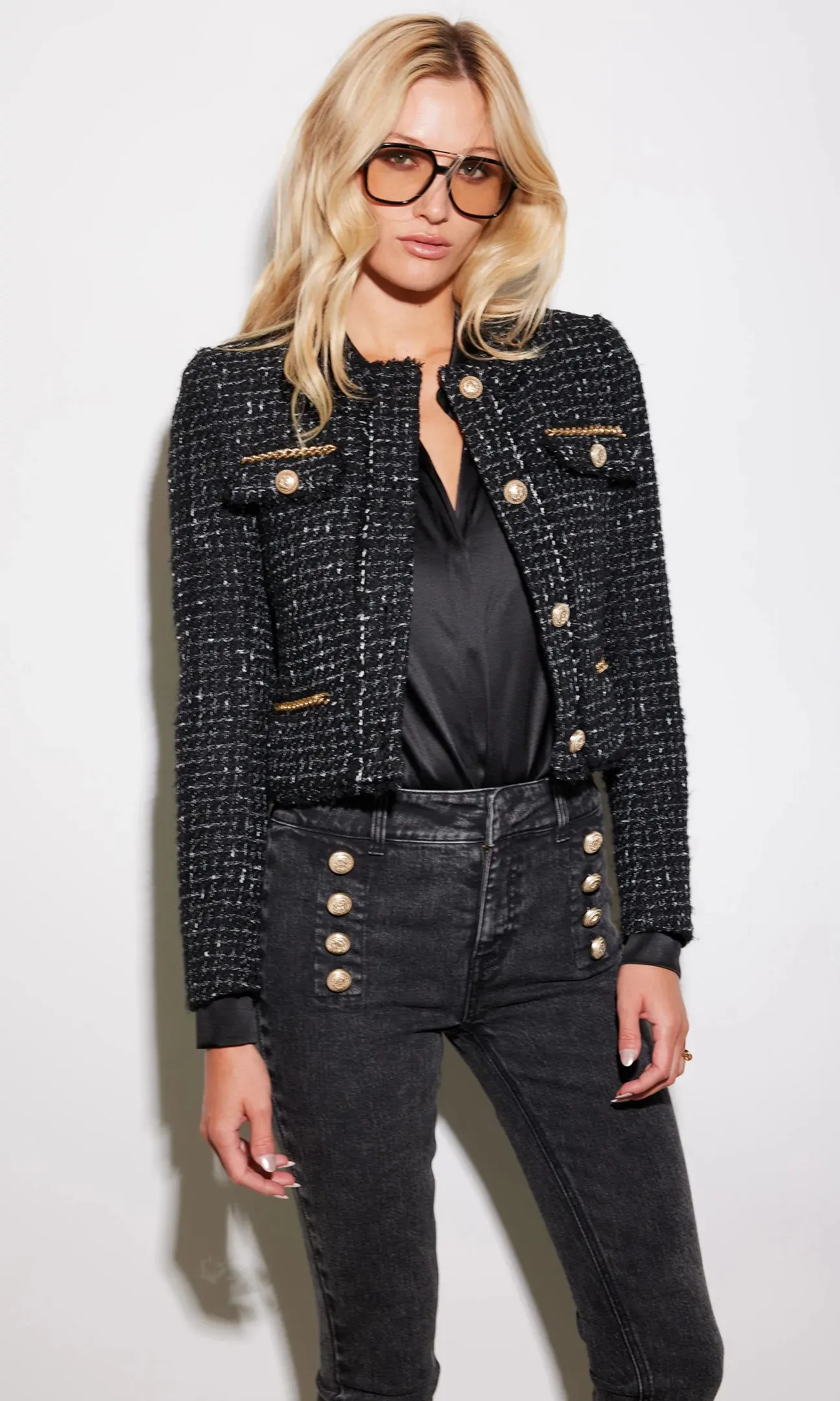 KRISTEN TWEED JACKET - BLACK/WHITE