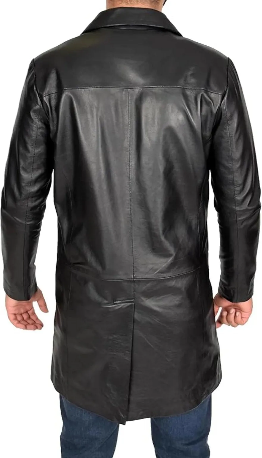 Long Black Leather Trench Coat Mens