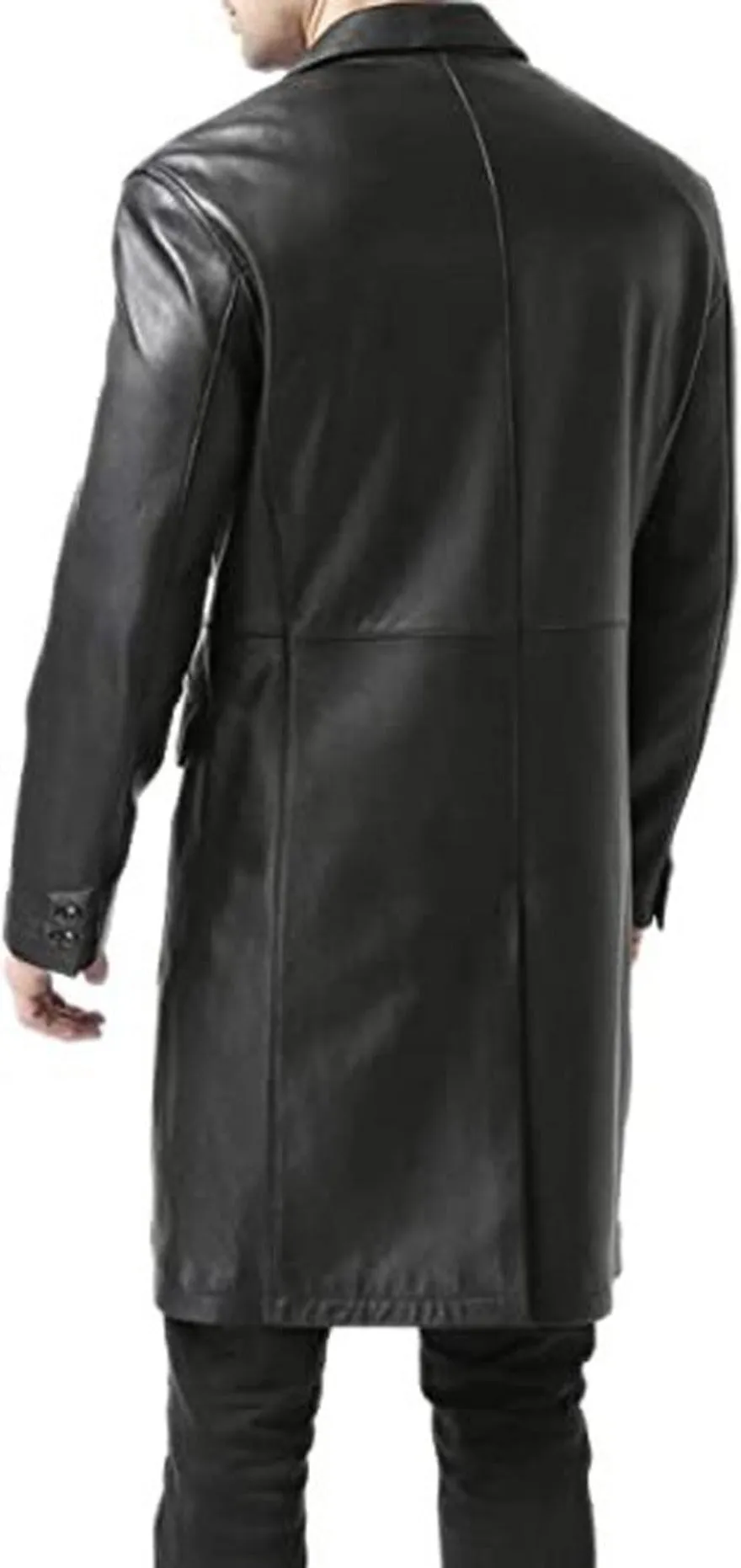 Mens Full Length Black Leather Coat