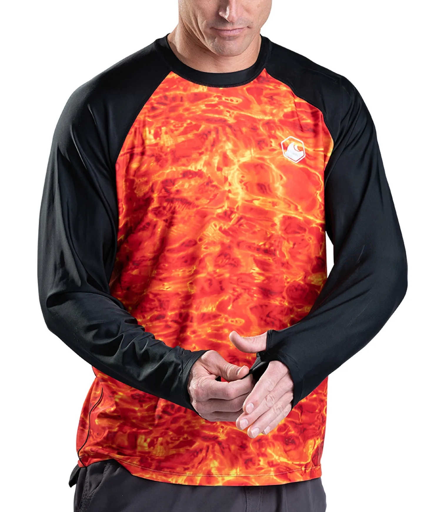 Mens Rash Guard Long Sleeve Thumb Hole UPF 50  Rashguard Swim Shirts | Aqua Design