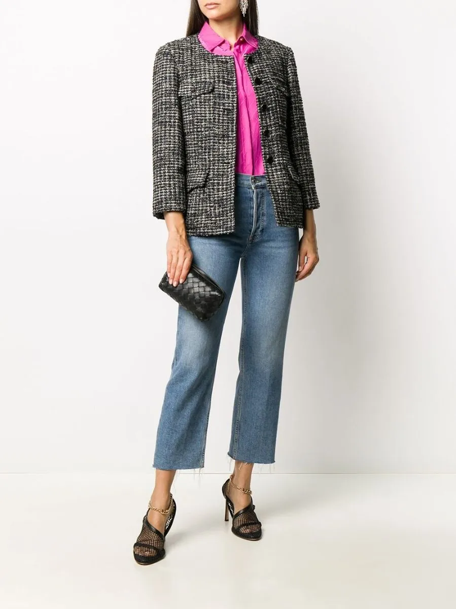 Navy Bouclé Tweed Jacket