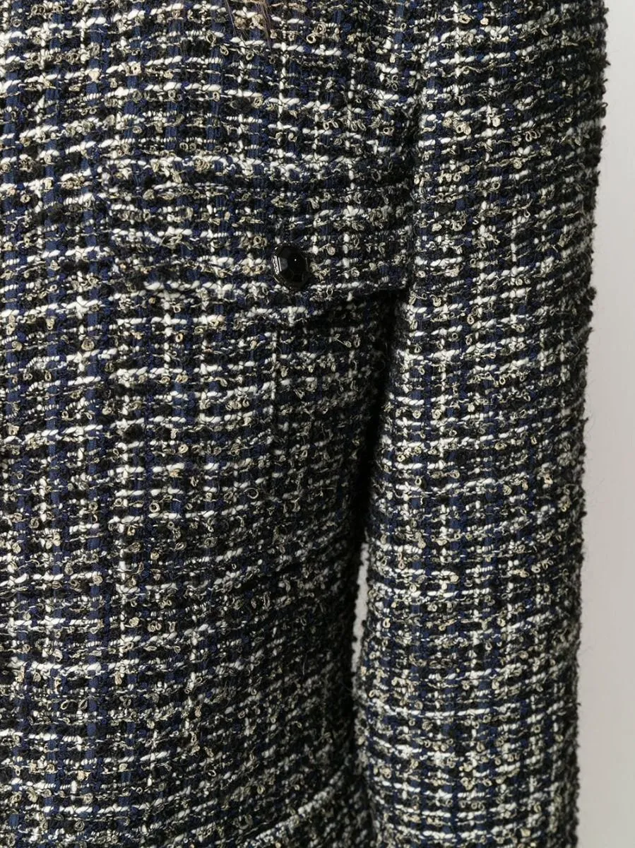 Navy Bouclé Tweed Jacket