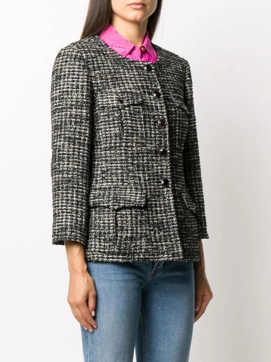 Navy Bouclé Tweed Jacket