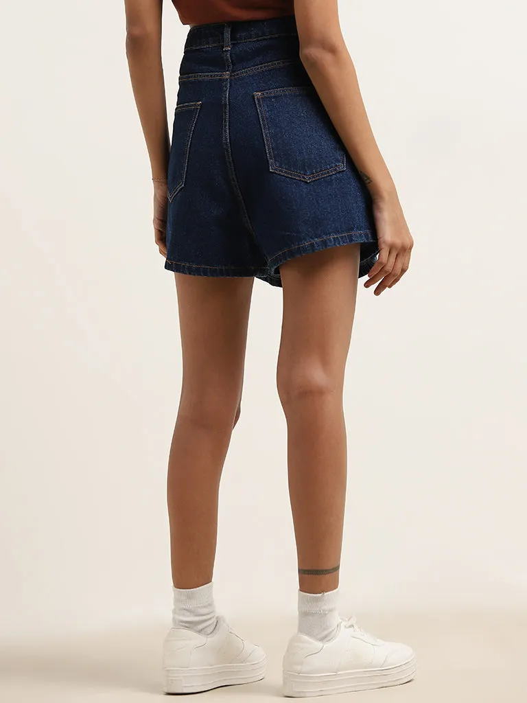 Nuon Dark Blue Denim High-Rise Skort