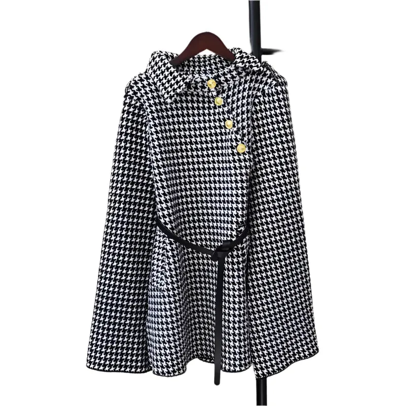 Plaid Belted Knit Wrap Coat - Women's Winter Long Lapel Jacket, Single-Breasted Design