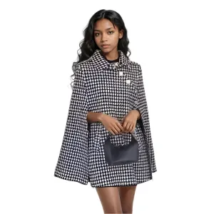 Plaid Belted Knit Wrap Coat - Women's Winter Long Lapel Jacket, Single-Breasted Design