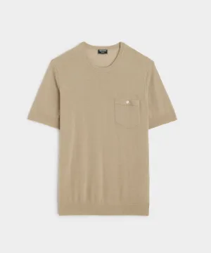 Premium Short-Sleeve Cashmere Pocket Tee in Baja Dunes