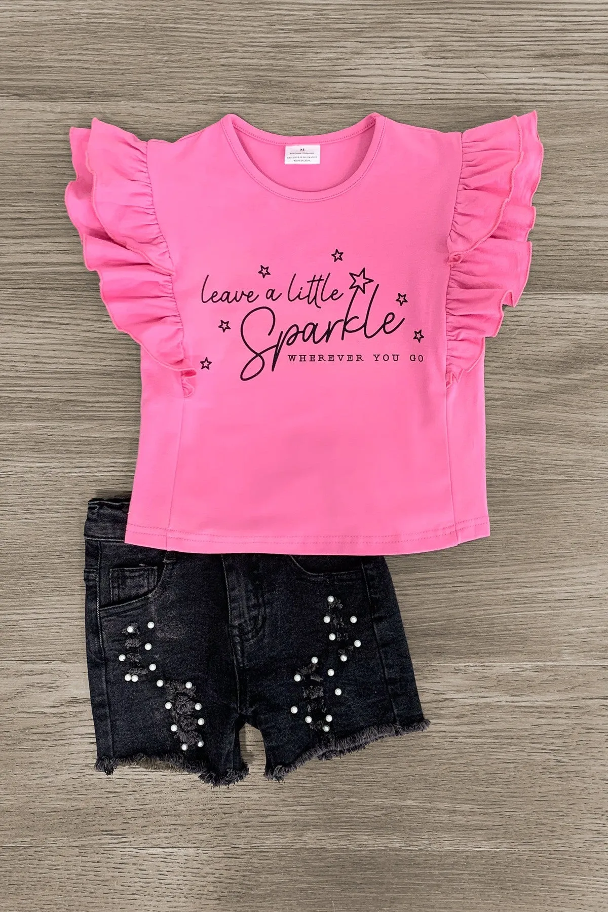 "Leave A Little Sparkle..." Pearl Denim Short Set