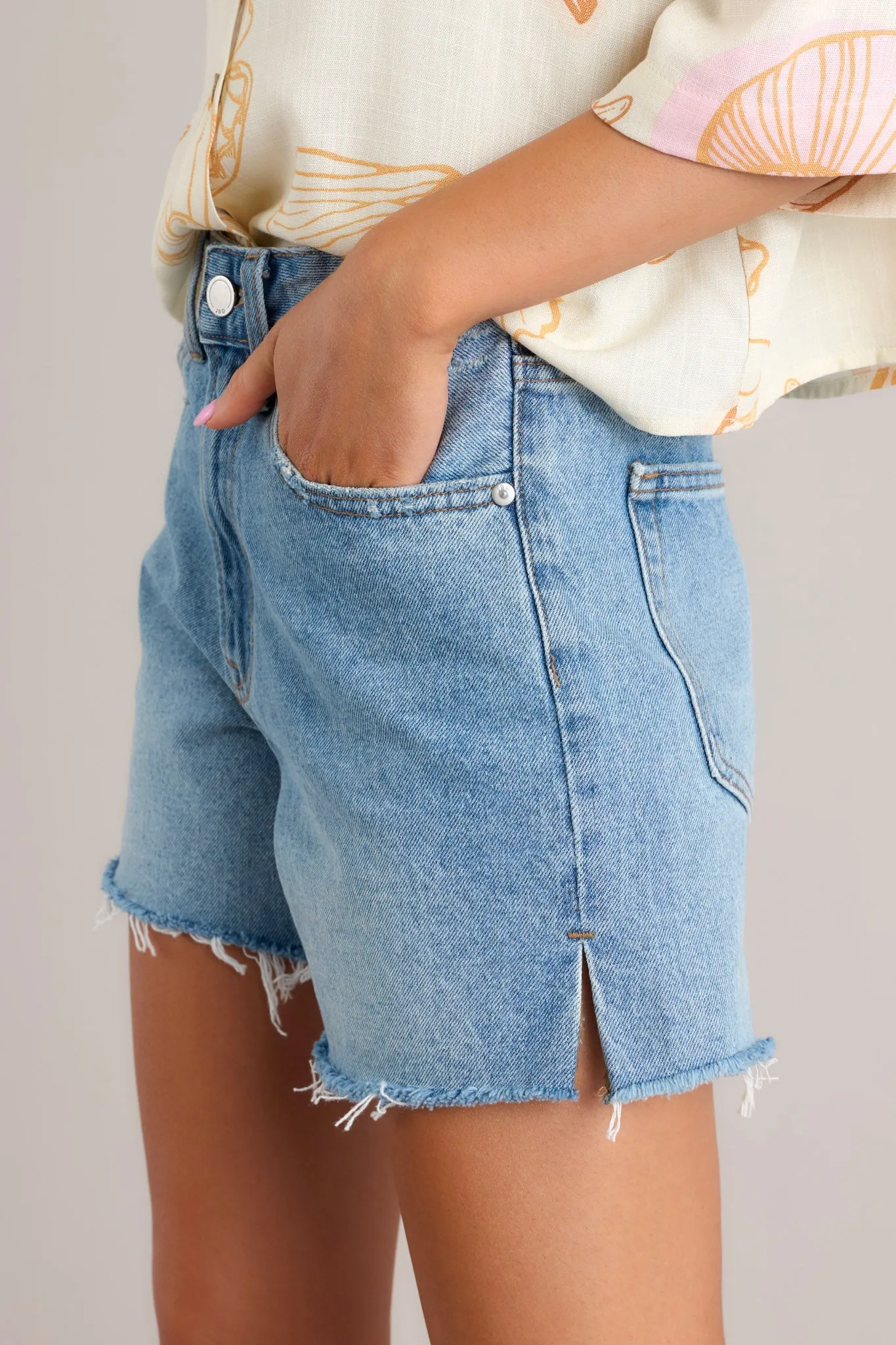 Said In Stride Medium Wash Denim Shorts (RESTOCK ETA FEBRUARY)