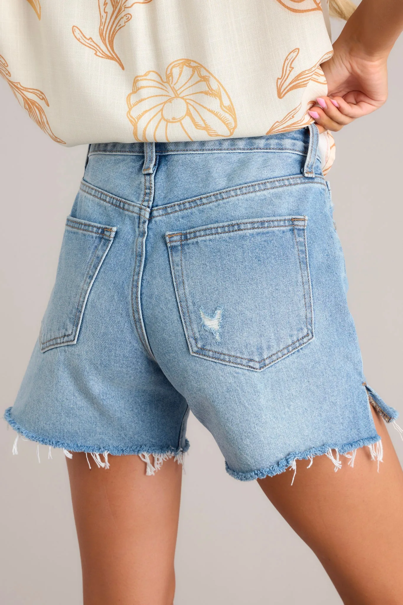 Said In Stride Medium Wash Denim Shorts (RESTOCK ETA FEBRUARY)